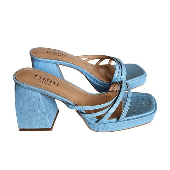 Simmi London Kellie Platform Mule Sandals in Blue Women's Size 6 Date Night Out - Picture 2 of 12